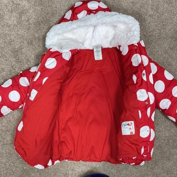 Disney store Minnie Mouse polka dot red white winter coat 7/8 - Picture 6 of 11